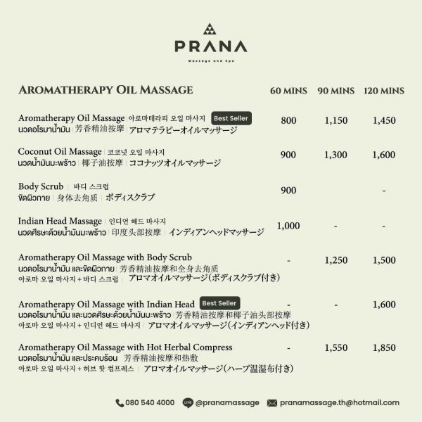 Prana Massage & Spa New Menu 2026 Web1