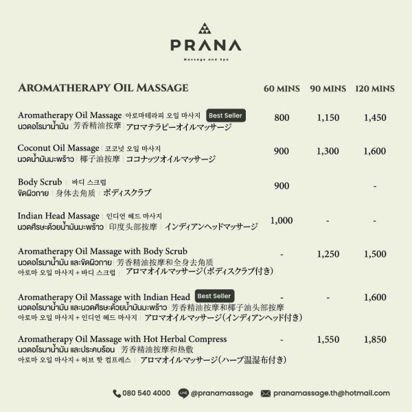 Prana Massage & Spa New Menu 2026 Web1